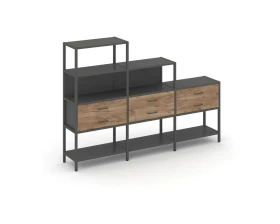 Трехсекционный стеллаж четырех/трех/двухярусный с ящиками 2730х400х1613 Шелф Систем / Shelf System images