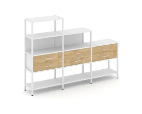 Трехсекционный стеллаж четырех/трех/двухярусный с ящиками 2730х400х1613 Шелф Систем / Shelf System images