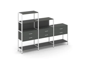 Трехсекционный стеллаж четырех/трех/двухярусный с ящиками 2730х400х1613 Шелф Систем / Shelf System images