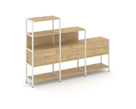 Трехсекционный стеллаж четырех/трех/двухярусный с ящиками 2730х400х1613 Шелф Систем / Shelf System images