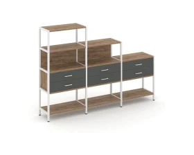 Трехсекционный стеллаж четырех/трех/двухярусный с ящиками 2730х400х1613 Шелф Систем / Shelf System images
