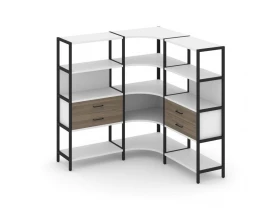 Трехсекционный угловой стеллаж четырехярусный с ящиками 1590х1590х1613 Shelf System images