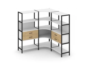 Трехсекционный угловой стеллаж четырехярусный с ящиками 1590х1590х1613 Shelf System images