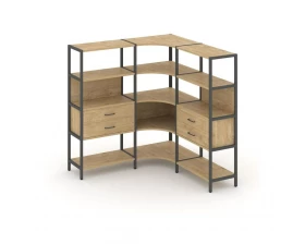 Трехсекционный угловой стеллаж четырехярусный с ящиками 1590х1590х1613 Shelf System images