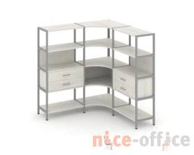 Трехсекционный угловой стеллаж четырехярусный с ящиками 1590х1590х1613 Шелф Систем / Shelf System images
