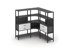 Трехсекционный угловой стеллаж четырехярусный с ящиками 1590х1590х1613 Shelf System images