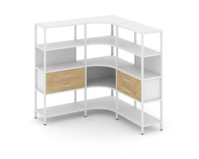 Трехсекционный угловой стеллаж четырехярусный с ящиками 1590х1590х1613 Shelf System images