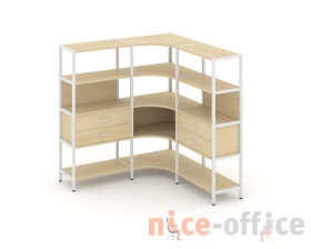 Трехсекционный угловой стеллаж четырехярусный с ящиками 1590х1590х1613 Шелф Систем / Shelf System images