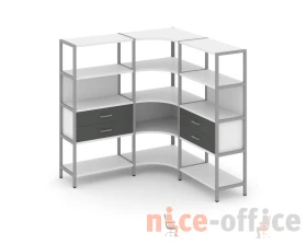 Трехсекционный угловой стеллаж четырехярусный с ящиками 1590х1590х1613 Шелф Систем / Shelf System images