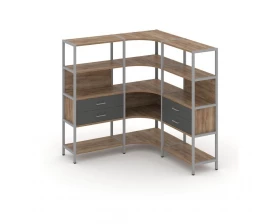 Трехсекционный угловой стеллаж четырехярусный с ящиками 1590х1590х1613 Shelf System images