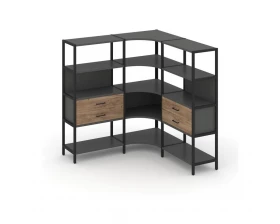 Трехсекционный угловой стеллаж четырехярусный с ящиками 1590х1590х1613 Shelf System images
