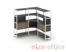 Трехсекционный угловой стеллаж четырехярусный с ящиками 1590х1590х1613 Шелф Систем / Shelf System images