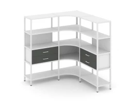 Трехсекционный угловой стеллаж четырехярусный с ящиками 1590х1590х1613 Shelf System images