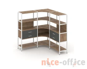 Трехсекционный угловой стеллаж четырехярусный с ящиками 1590х1590х1613 Шелф Систем / Shelf System images