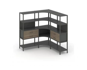 Трехсекционный угловой стеллаж четырехярусный с ящиками 1590х1590х1613 Shelf System images