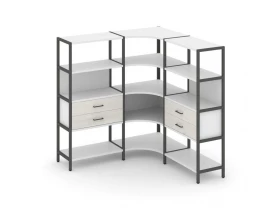 Трехсекционный угловой стеллаж четырехярусный с ящиками 1590х1590х1613 Shelf System images