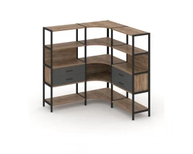 Трехсекционный угловой стеллаж четырехярусный с ящиками 1590х1590х1613 Shelf System images