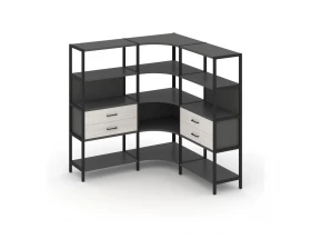 Трехсекционный угловой стеллаж четырехярусный с ящиками 1590х1590х1613 Shelf System images
