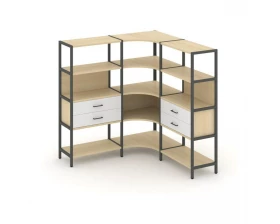 Трехсекционный угловой стеллаж четырехярусный с ящиками 1590х1590х1613 Shelf System images