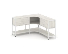 Трехсекционный угловой стеллаж двухярусный с ящиками 1590х1590х879 Shelf System images