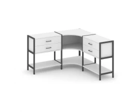 Трехсекционный угловой стеллаж двухярусный с ящиками 1590х1590х879 Shelf System images