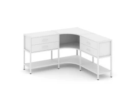 Трехсекционный угловой стеллаж двухярусный с ящиками 1590х1590х879 Shelf System images