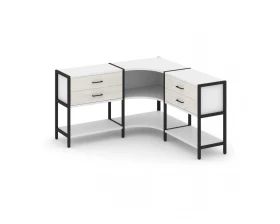 Трехсекционный угловой стеллаж двухярусный с ящиками 1590х1590х879 Shelf System images