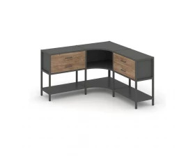 Трехсекционный угловой стеллаж двухярусный с ящиками 1590х1590х879 Shelf System images