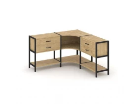 Трехсекционный угловой стеллаж двухярусный с ящиками 1590х1590х879 Shelf System images