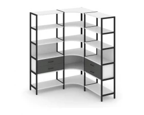 Трехсекционный угловой стеллаж пятиярусный с ящиками 1590х1590х1980 Shelf System images