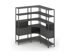 Трехсекционный угловой стеллаж пятиярусный с ящиками 1590х1590х1980 Shelf System images