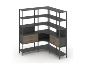 Трехсекционный угловой стеллаж пятиярусный с ящиками 1590х1590х1980 Shelf System images