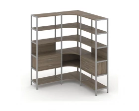 Трехсекционный угловой стеллаж пятиярусный с ящиками 1590х1590х1980 Shelf System images