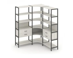 Трехсекционный угловой стеллаж пятиярусный с ящиками 1590х1590х1980 Shelf System images