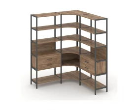 Трехсекционный угловой стеллаж пятиярусный с ящиками 1590х1590х1980 Shelf System images