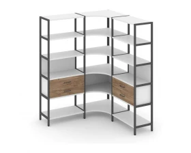 Трехсекционный угловой стеллаж пятиярусный с ящиками 1590х1590х1980 Shelf System images