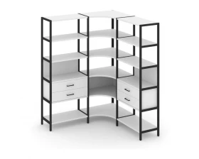 Трехсекционный угловой стеллаж пятиярусный с ящиками 1590х1590х1980 Shelf System images