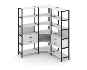 Трехсекционный угловой стеллаж пятиярусный с ящиками 1590х1590х1980 Shelf System images