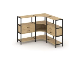 Трехсекционный угловой стеллаж трехярусный с ящиками 1590х1590х1246 Shelf System images