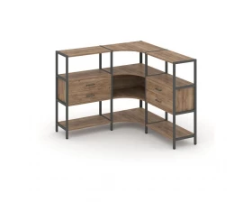 Трехсекционный угловой стеллаж трехярусный с ящиками 1590х1590х1246 Shelf System images