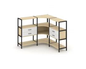 Трехсекционный угловой стеллаж трехярусный с ящиками 1590х1590х1246 Shelf System images