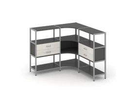 Трехсекционный угловой стеллаж трехярусный с ящиками 1590х1590х1246 Shelf System images