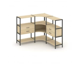 Трехсекционный угловой стеллаж трехярусный с ящиками 1590х1590х1246 Shelf System images