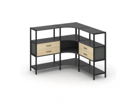 Трехсекционный угловой стеллаж трехярусный с ящиками 1590х1590х1246 Shelf System images