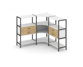 Трехсекционный угловой стеллаж трехярусный с ящиками 1590х1590х1246 Shelf System images