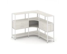 Трехсекционный угловой стеллаж трехярусный с ящиками 1590х1590х1246 Shelf System images