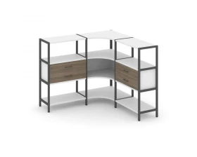 Трехсекционный угловой стеллаж трехярусный с ящиками 1590х1590х1246 Shelf System images