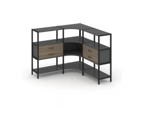 Трехсекционный угловой стеллаж трехярусный с ящиками 1590х1590х1246 Shelf System images