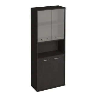 Шкаф высокий широкий 2 низкие двери ЛДСП 2 низкие двери стекло First