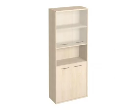 Шкаф высокий широкий 2 низкие двери ЛДСП 2 низкие двери стекло First images